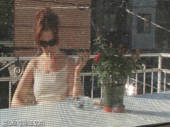 Find-Best-Ass.com presents: Cute chick smokes on the porch as he films it