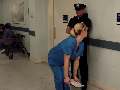 Find-Best-Ass.com presents: Nurse tara lynn fox drops on her knees to give a sloppy blowjob
