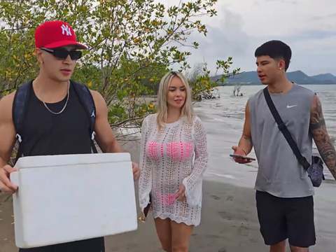 Find-Best-Ass.com presents: Threesome on the beach with stepbrothers - danner mendez - tatiana alvarez - max betancur