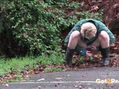 Find-Best-Ass.com presents: Short hair blonde in a parking lot goes pee