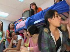 Find-Best-Ass.com presents: Male stripper blown by girls in dorm room