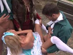 Find-Best-Ass.com presents: Costume porn group sex with hottie outdoors