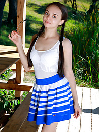 Find-Best-Ass.com presents: Fresh-Faced russian beauty Mia Grandy gets totally naked on a picnic table in a garden